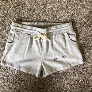 gray sweat shorts with tie